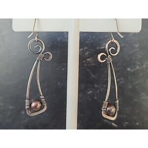 925 Sterling Silver Pearl Beaded Dangling Earrings Vintage READ Description